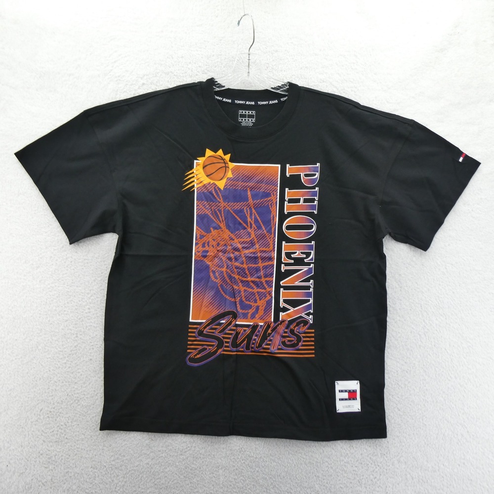 Tommy‎ Jeans Shirt Mens Large Phoenix Suns Black Vintage Y2K Graphic Cotton NBA